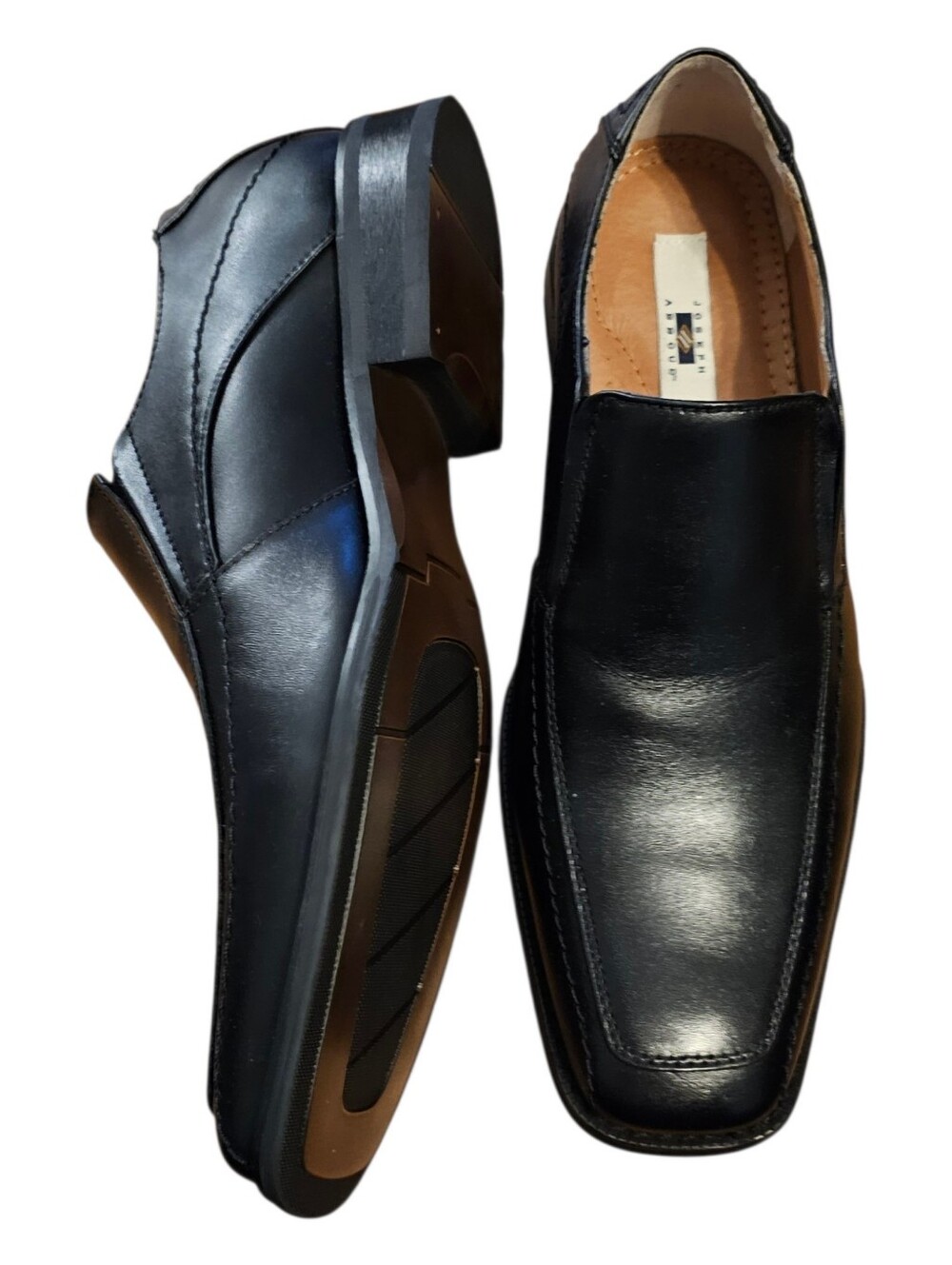 Joseph Abboud Genuine Leather Men's Black Moc Toe Dtess Loafer Slip Ons Size 9M